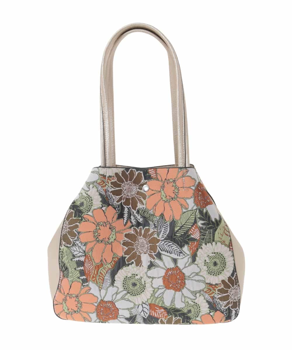 BJCJS71150 MK MICHEL KLEIN BAG(MK ミッシェルクラン バッグ) ボタニカル柄ジョイントデザイントートバッグ オレンジ