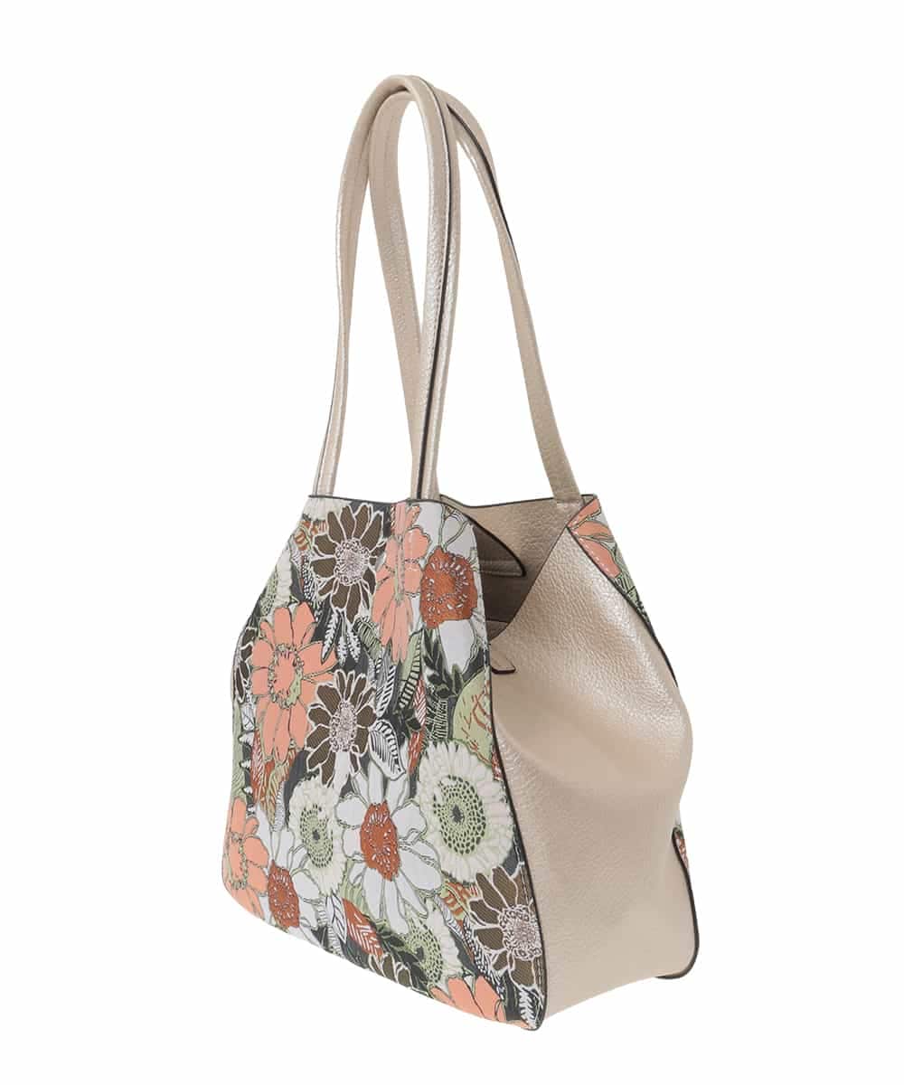 BJCJS71150 MK MICHEL KLEIN BAG(MK ミッシェルクラン バッグ) ボタニカル柄ジョイントデザイントートバッグ オレンジ