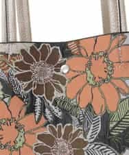 BJCJS71150 MK MICHEL KLEIN BAG(MK ミッシェルクラン バッグ) ボタニカル柄ジョイントデザイントートバッグ オレンジ