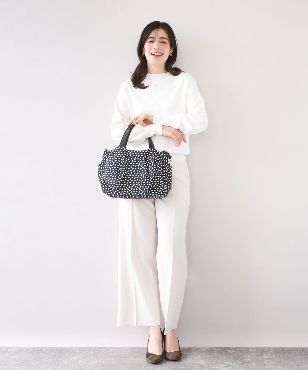 BJCJV74150 MK MICHEL KLEIN BAG(MK ミッシェルクラン バッグ) [2WAY/軽量/多機能ポケット]ニュアンス柄タックデザイントートバッグ ドット(ブラック)