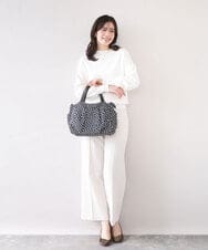 BJCJV74150 MK MICHEL KLEIN BAG(MK ミッシェルクラン バッグ) [2WAY/軽量/多機能ポケット]ニュアンス柄タックデザイントートバッグ ドット(ブラック)