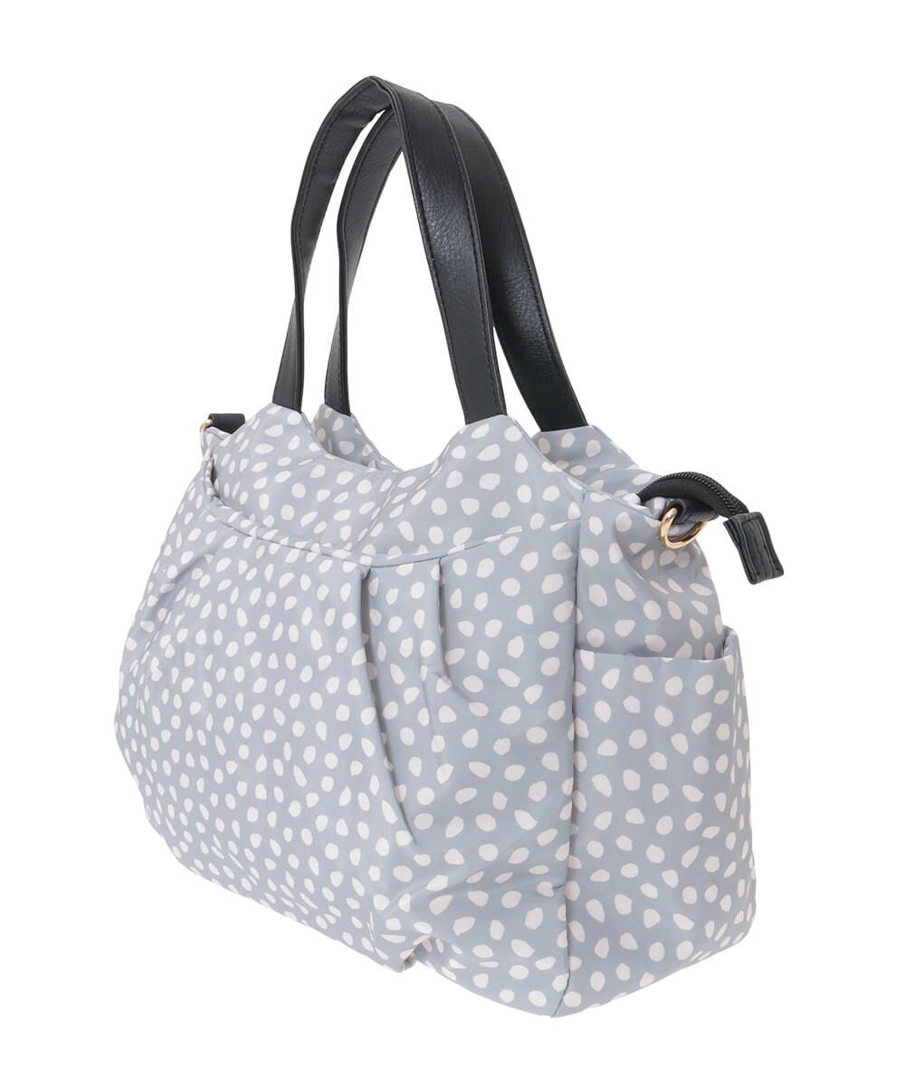 BJCJV74150 MK MICHEL KLEIN BAG(MK ミッシェルクラン バッグ) [2WAY/軽量/多機能ポケット]ニュアンス柄タックデザイントートバッグ ドット(ブラック)