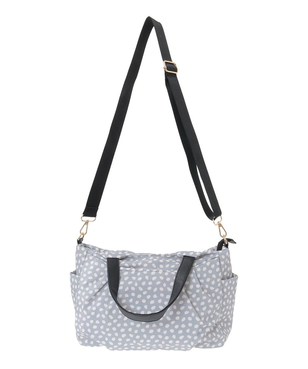 BJCJV74150 MK MICHEL KLEIN BAG(MK ミッシェルクラン バッグ) [2WAY/軽量/多機能ポケット]ニュアンス柄タックデザイントートバッグ ドット(ブラック)