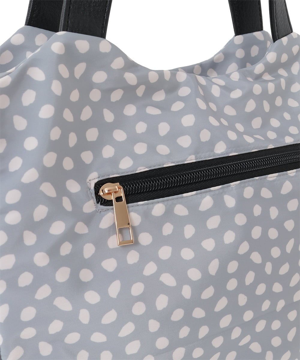 BJCJV74150 MK MICHEL KLEIN BAG(MK ミッシェルクラン バッグ) [2WAY/軽量/多機能ポケット]ニュアンス柄タックデザイントートバッグ ドット(ブラック)