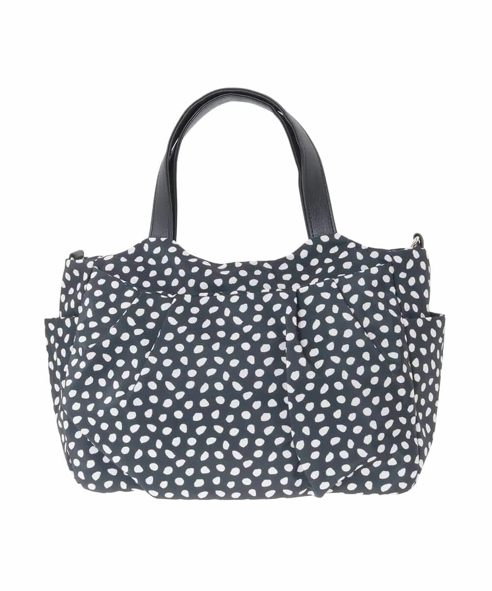 BJCJV74150 MK MICHEL KLEIN BAG(MK ミッシェルクラン バッグ) [2WAY/軽量/多機能ポケット]ニュアンス柄タックデザイントートバッグ ドット(ブラック)