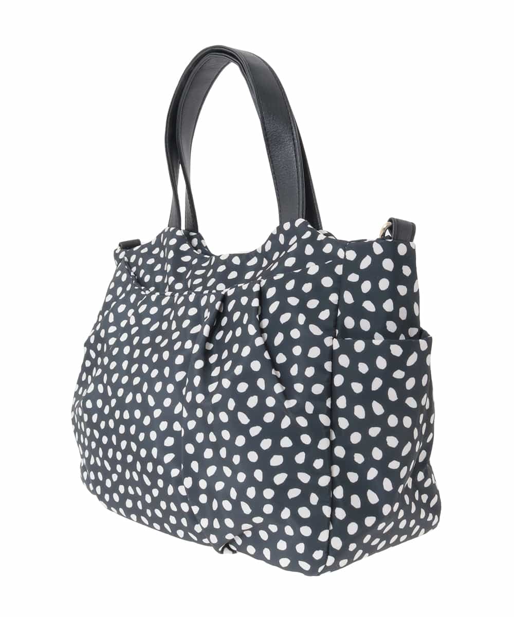 BJCJV74150 MK MICHEL KLEIN BAG(MK ミッシェルクラン バッグ) [2WAY/軽量/多機能ポケット]ニュアンス柄タックデザイントートバッグ ドット(ブラック)