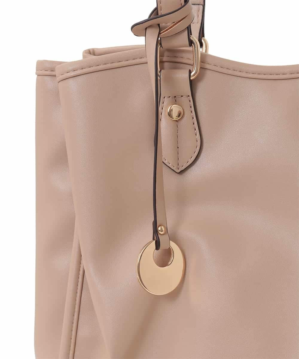 BJCJV83160 MK MICHEL KLEIN BAG(MK ミッシェルクラン バッグ) [A4収納可]合成皮革スクエアトートバッグ ベージュ