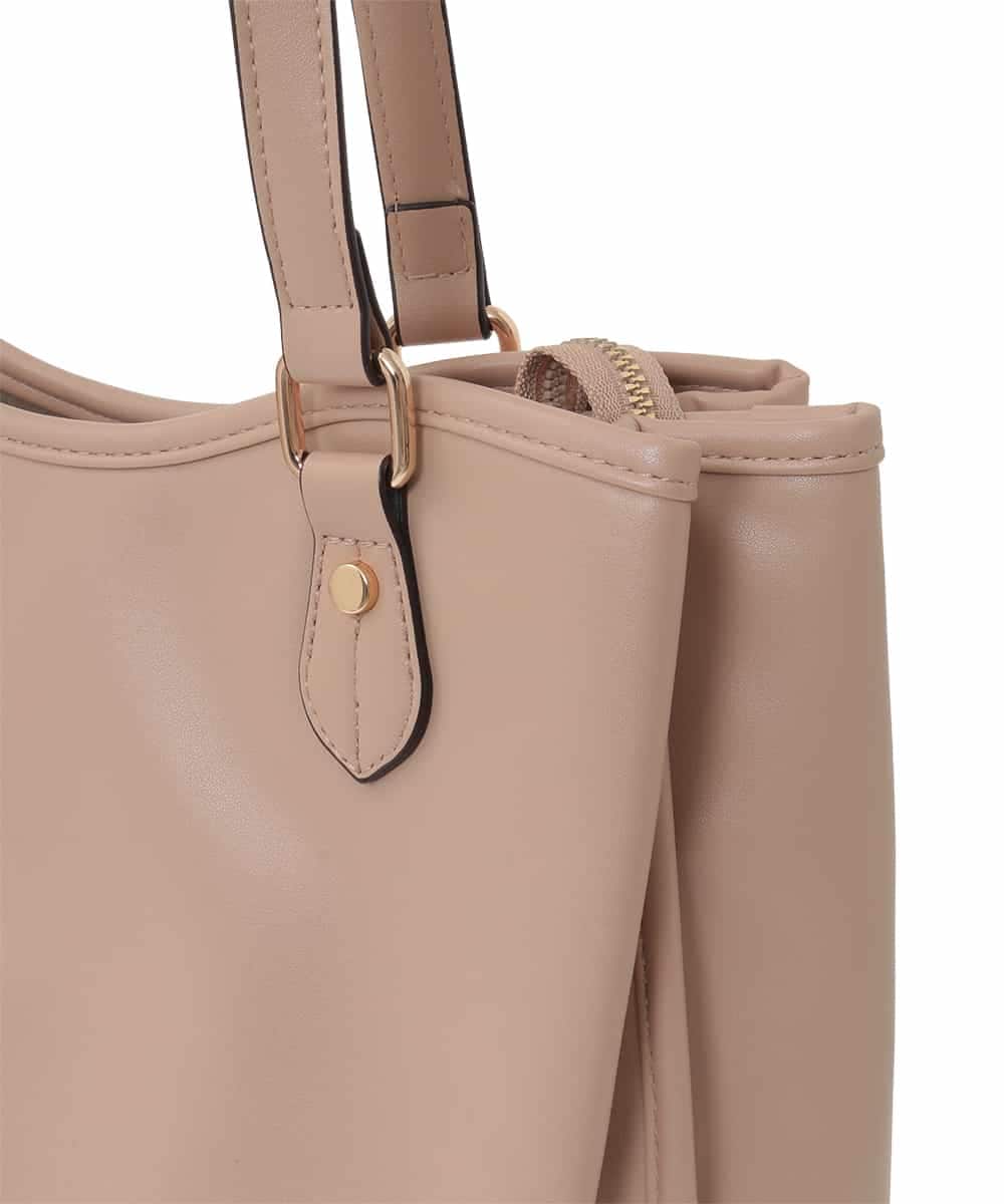 BJCJV83160 MK MICHEL KLEIN BAG(MK ミッシェルクラン バッグ) [A4収納可]合成皮革スクエアトートバッグ ベージュ