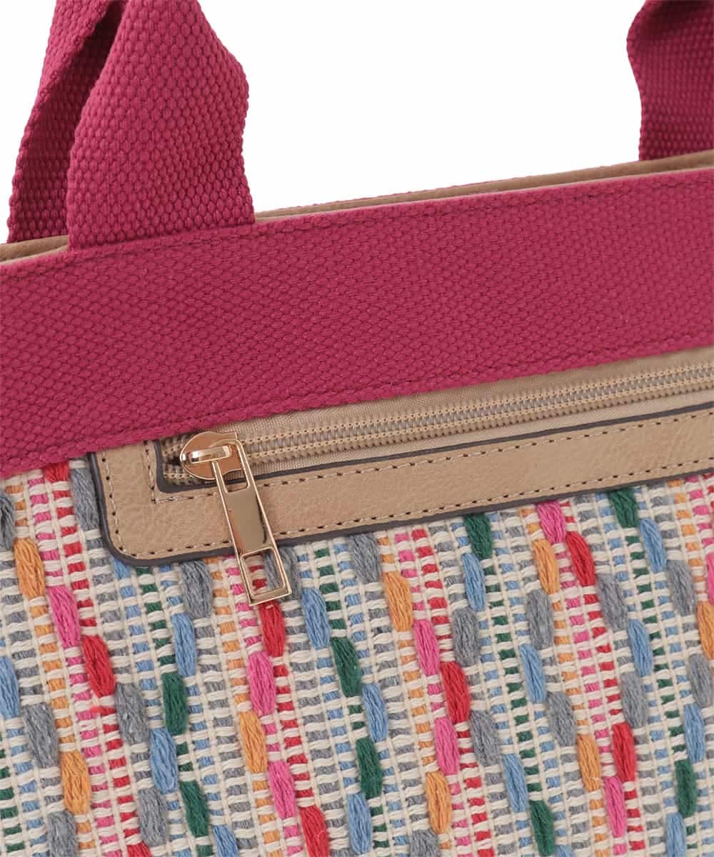 BJCJV84110 MK MICHEL KLEIN BAG(MK ミッシェルクラン バッグ) マルチカラー刺繍デザイントートバッグ ピンク