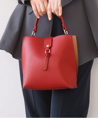 BJCJV86150 MK MICHEL KLEIN BAG [2WAY/軽量]バイカラースクエアハンドバッグ