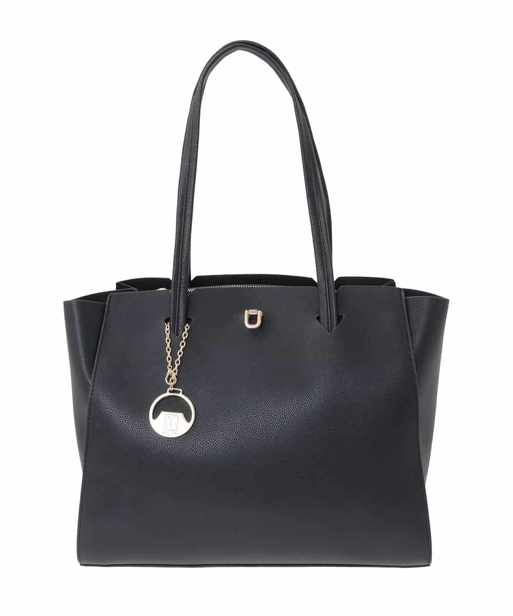 BJCJV87190 MK MICHEL KLEIN BAG(MK ミッシェルクラン バッグ) [A4収納可]チャーム付きデザイントートバッグ ブラック
