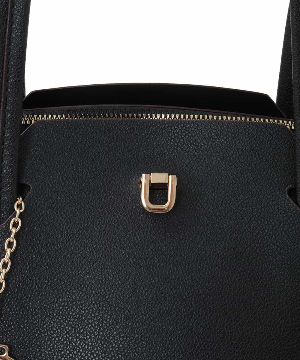 BJCJV87190 MK MICHEL KLEIN BAG(MK ミッシェルクラン バッグ) [A4収納可]チャーム付きデザイントートバッグ ブラック