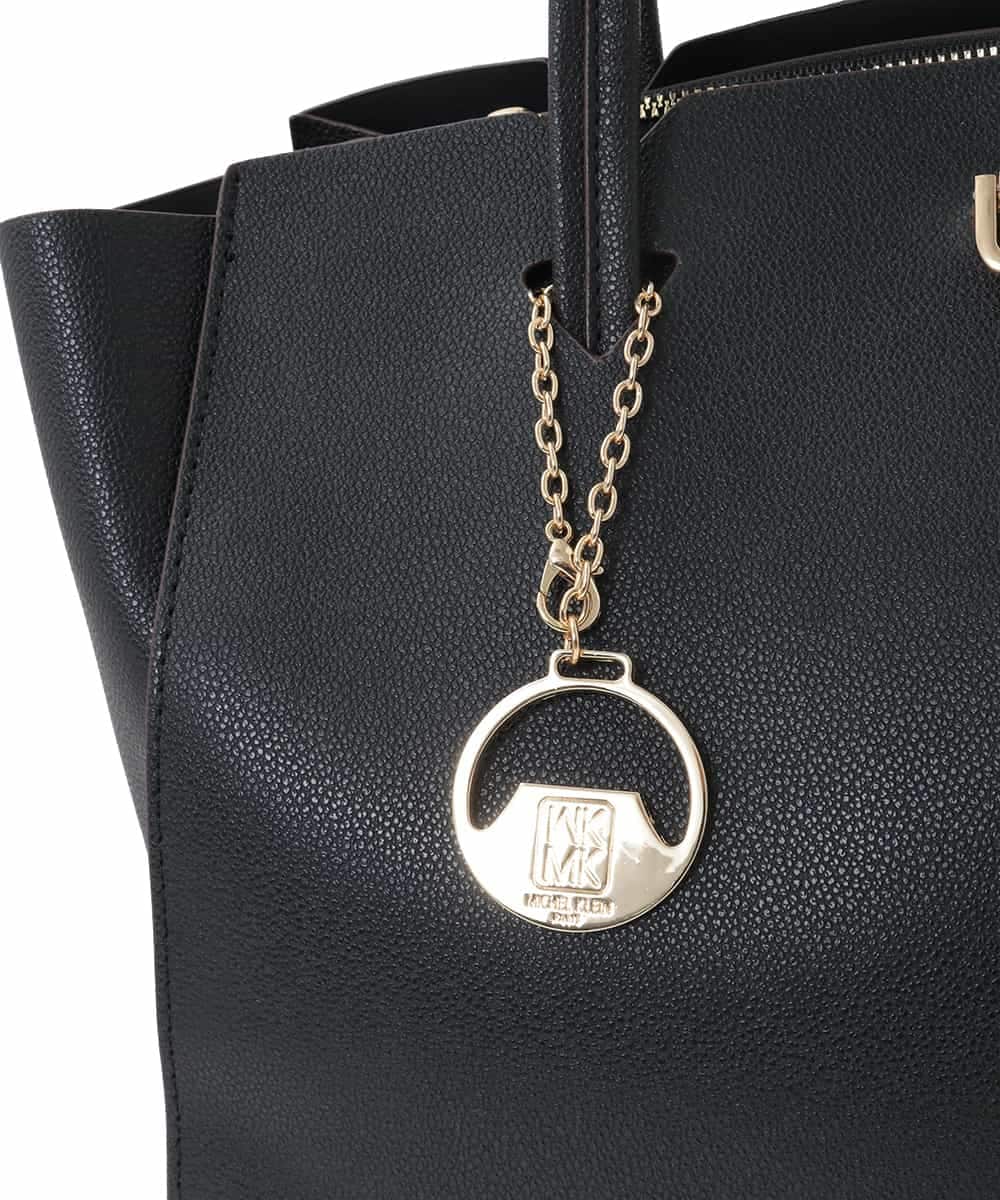 BJCJV87190 MK MICHEL KLEIN BAG(MK ミッシェルクラン バッグ) [A4収納可]チャーム付きデザイントートバッグ ブラック