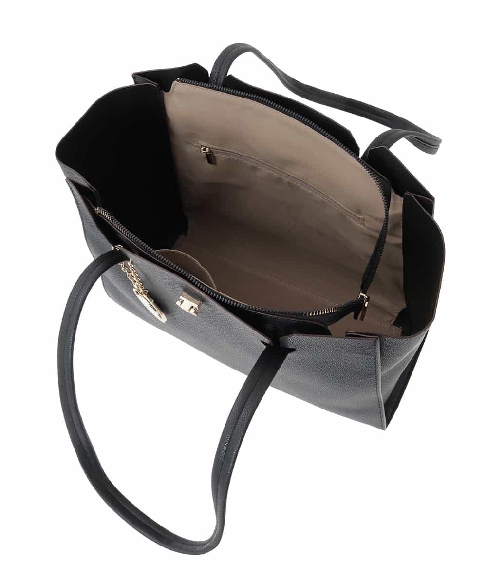 BJCJV87190 MK MICHEL KLEIN BAG(MK ミッシェルクラン バッグ) [A4収納可]チャーム付きデザイントートバッグ ブラック