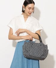 BJCJV91150 MK MICHEL KLEIN BAG(MK ミッシェルクラン バッグ) [2WAY/500mlペットボトルより軽い]タックギャザーコンパクトトートバッグ ドット(ブラック)