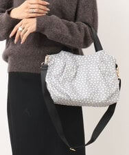 BJCJV91150 MK MICHEL KLEIN BAG(MK ミッシェルクラン バッグ) [2WAY/500mlペットボトルより軽い]タックギャザーコンパクトトートバッグ ドット(グレー)