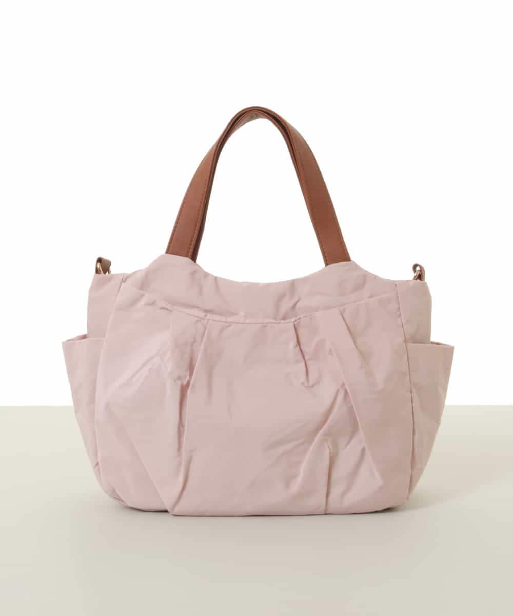 BJCJV91150 MK MICHEL KLEIN BAG(MK ミッシェルクラン バッグ) [2WAY/500mlペットボトルより軽い]タックギャザーコンパクトトートバッグ ピンク