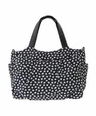 BJCJV91150 MK MICHEL KLEIN BAG(MK ミッシェルクラン バッグ) [2WAY/500mlペットボトルより軽い]タックギャザーコンパクトトートバッグ ドット(ブラック)