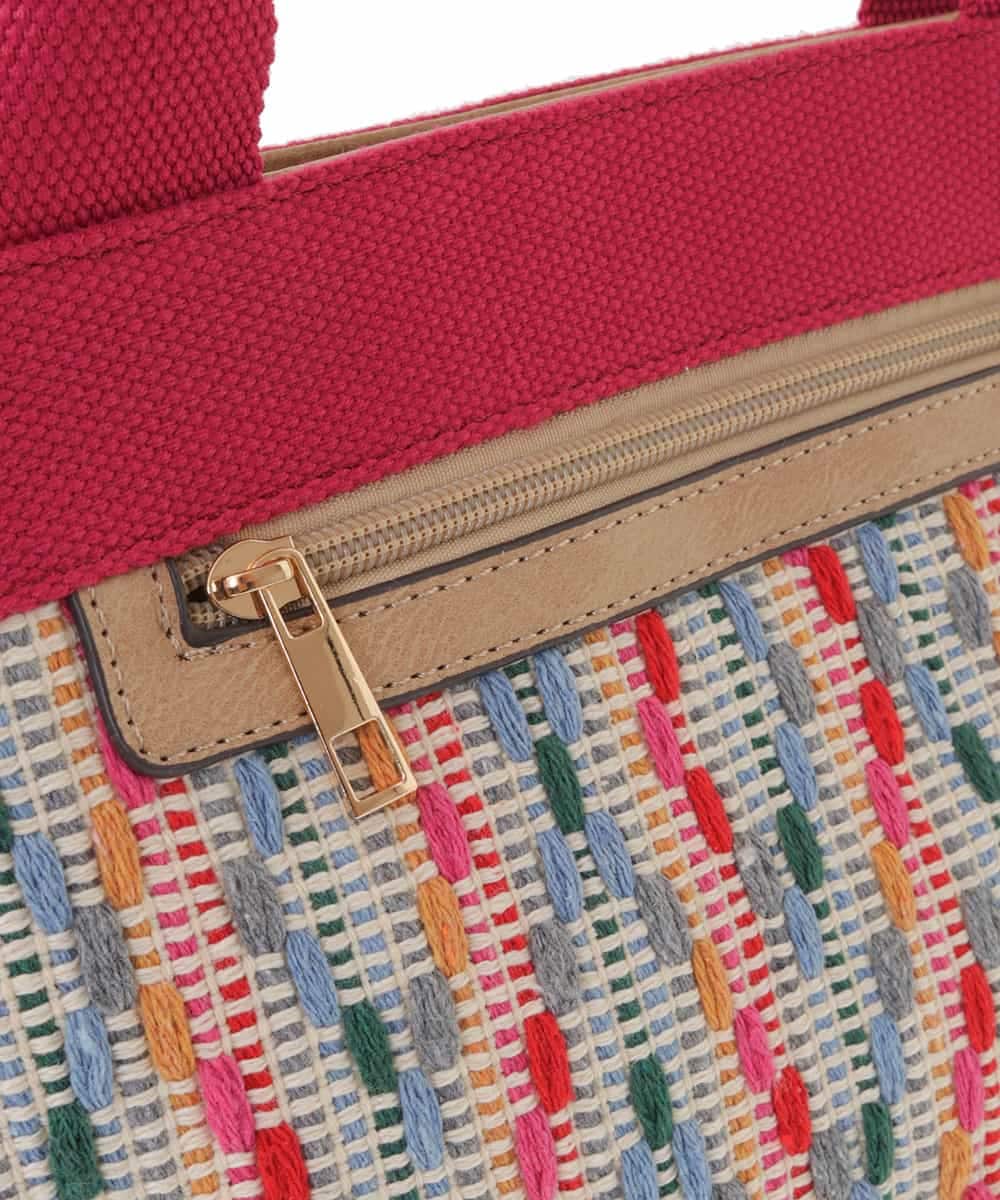 BJCJV92110 MK MICHEL KLEIN BAG(MK ミッシェルクラン バッグ) [バスタオルよりも軽い]コットン刺繍デザイントートバッグ ピンク