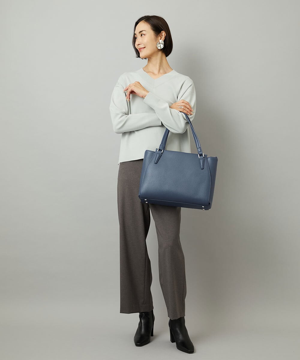 BKBAD02180 MK MICHEL KLEIN BAG(MK ミッシェルクラン バッグ) [2WAY/A4収納可]合成皮革ポイントデザイントートバッグ ネイビー