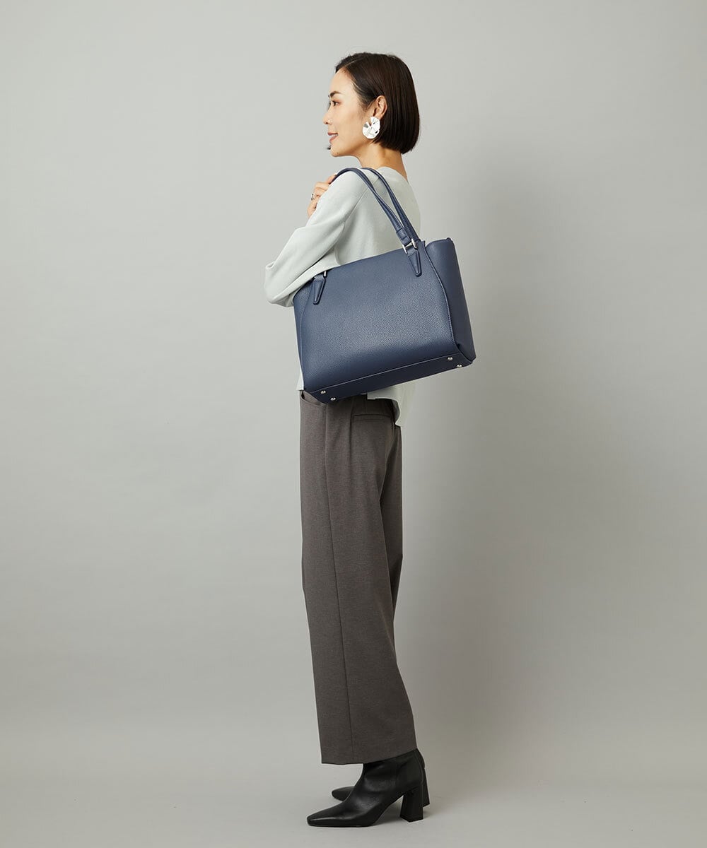 BKBAD02180 MK MICHEL KLEIN BAG(MK ミッシェルクラン バッグ) [2WAY/A4収納可]合成皮革ポイントデザイントートバッグ ネイビー