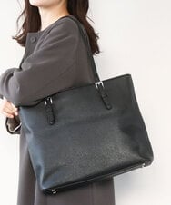 BKBAD12150 MK MICHEL KLEIN BAG(MK ミッシェルクラン バッグ) [2WAY/インナーバッグ付き]ベルトアクセントスクエアトートバッグ ブラック