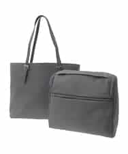 BKBAD12150 MK MICHEL KLEIN BAG(MK ミッシェルクラン バッグ) [2WAY/インナーバッグ付き]ベルトアクセントスクエアトートバッグ グレー