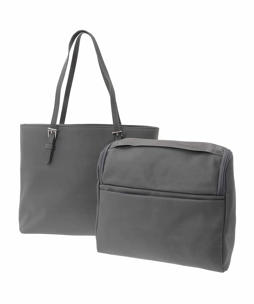 BKBAD12150 MK MICHEL KLEIN BAG(MK ミッシェルクラン バッグ) [2WAY/インナーバッグ付き]ベルトアクセントスクエアトートバッグ グレー