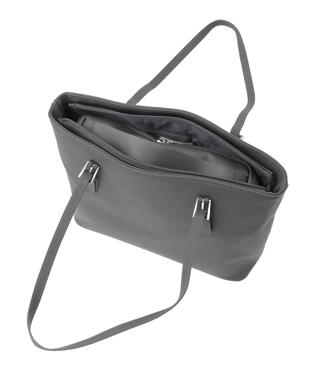 BKBAD12150 MK MICHEL KLEIN BAG(MK ミッシェルクラン バッグ) [2WAY/インナーバッグ付き]ベルトアクセントスクエアトートバッグ グレー