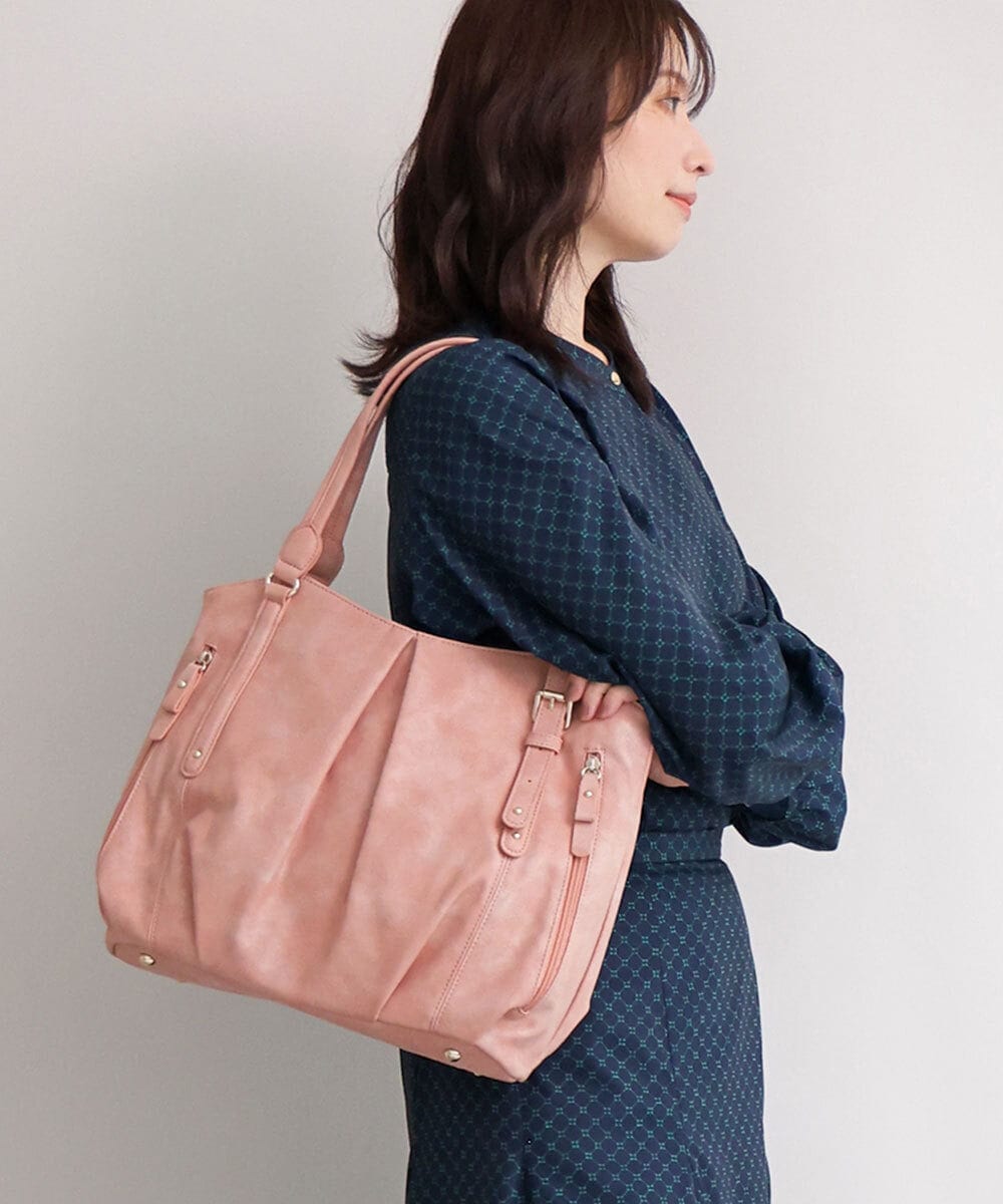 BKBAG26170 MK MICHEL KLEIN BAG(MK ミッシェルクラン バッグ) [2WAY]サイドファスナータックデザイントートバッグ ピンク