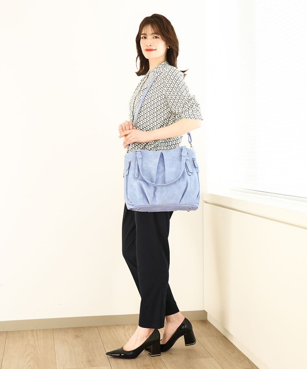 BKBGA26160 MK MICHEL KLEIN BAG(MK ミッシェルクラン バッグ) [2WAY]タックラウンドトートバッグ ライトブルー
