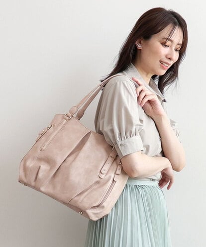 BKBGD26160 MK MICHEL KLEIN BAG [2WAY]合成皮革タックデザイントートバッグ
