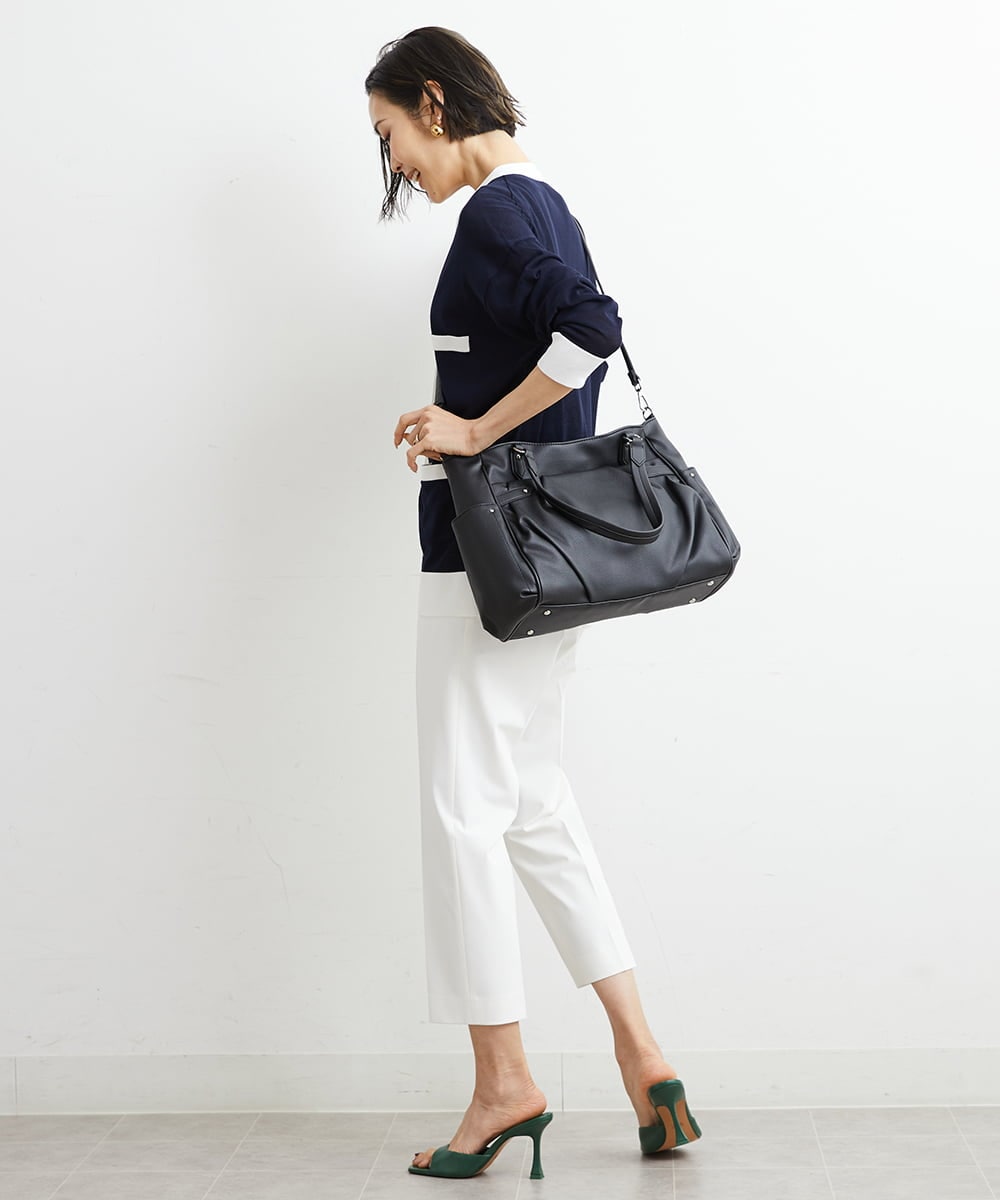 BKBGS01160 MK MICHEL KLEIN BAG(MK ミッシェルクラン バッグ) ［2WAY］タックデザイントートバッグ ブラック