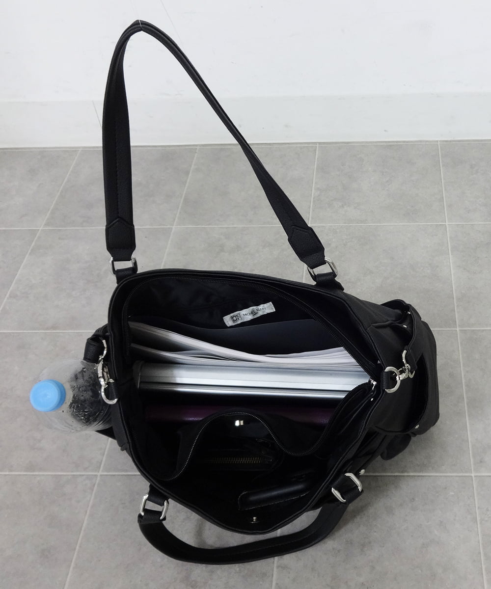 BKBGS01160 MK MICHEL KLEIN BAG(MK ミッシェルクラン バッグ) ［2WAY］タックデザイントートバッグ ブラック