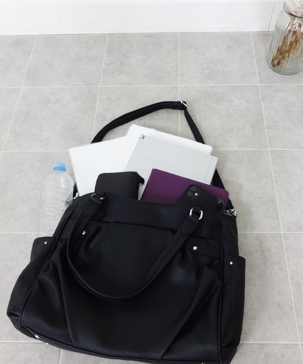BKBGS01160 MK MICHEL KLEIN BAG(MK ミッシェルクラン バッグ) ［2WAY］タックデザイントートバッグ ブラック