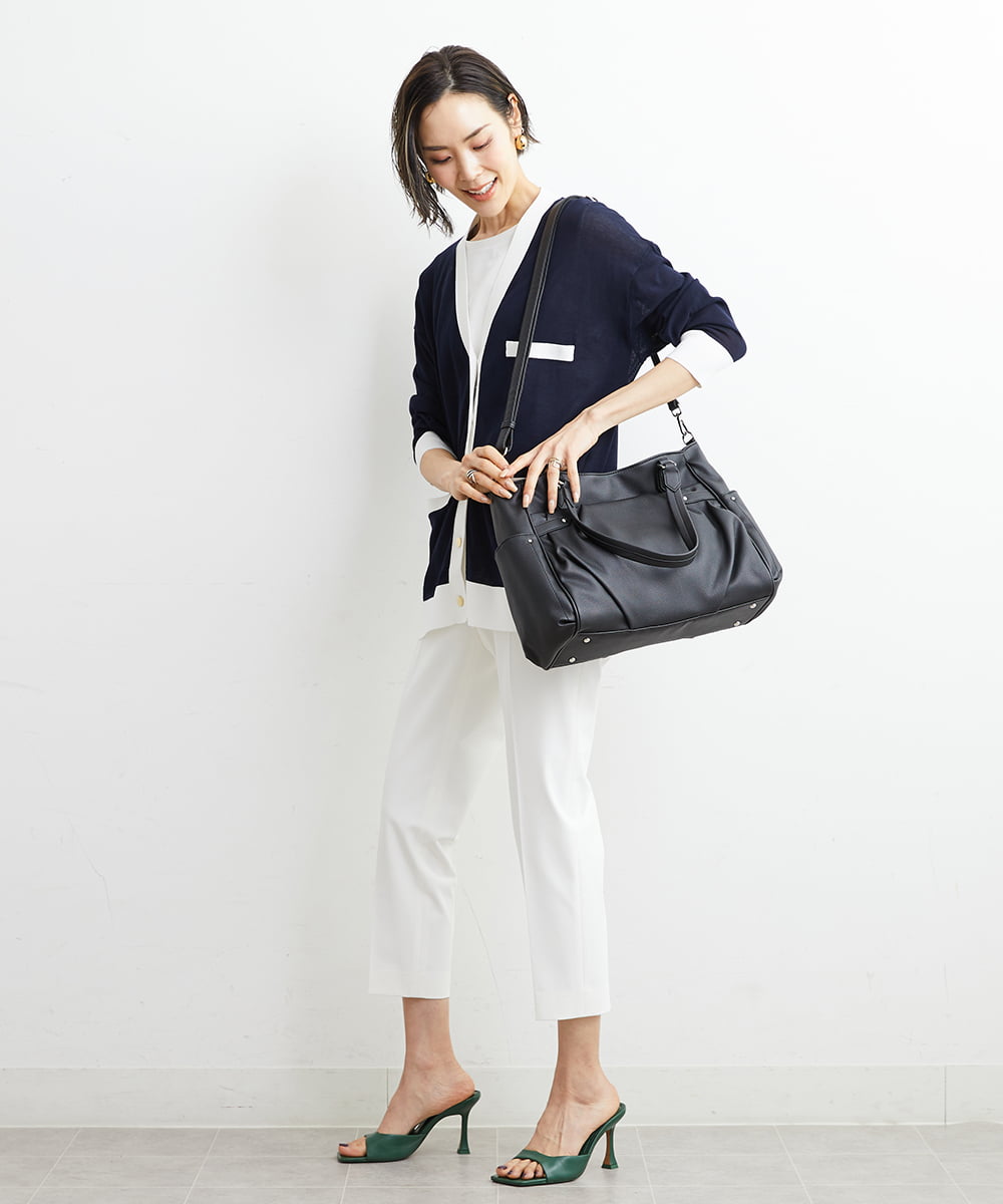 BKBGS01160 MK MICHEL KLEIN BAG(MK ミッシェルクラン バッグ) ［2WAY］タックデザイントートバッグ ブラック