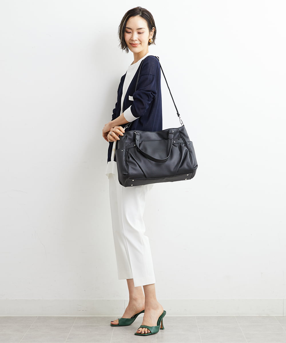BKBGS01160 MK MICHEL KLEIN BAG(MK ミッシェルクラン バッグ) ［2WAY］タックデザイントートバッグ ブラック