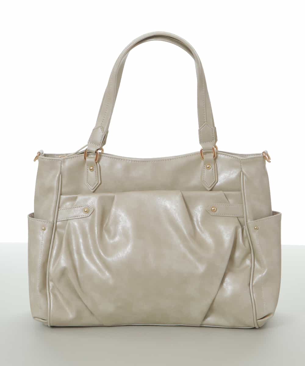 BKBGS01160 MK MICHEL KLEIN BAG(MK ミッシェルクラン バッグ) ［2WAY］タックデザイントートバッグ ベージュ