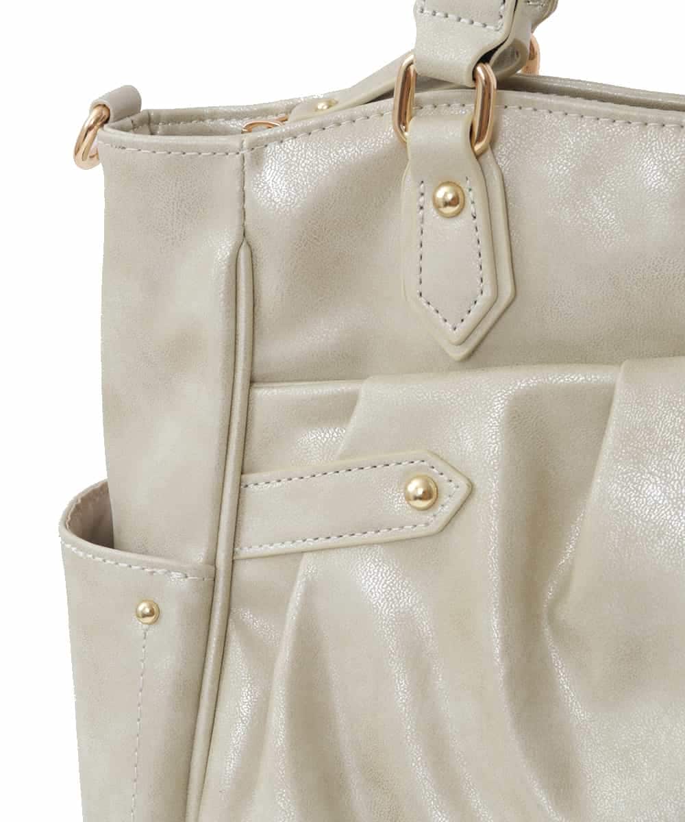 BKBGS01160 MK MICHEL KLEIN BAG(MK ミッシェルクラン バッグ) ［2WAY］タックデザイントートバッグ ベージュ