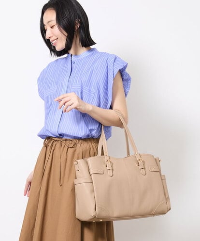 BKBGV23190 MK MICHEL KLEIN BAG [大容量/2WAY]ステッチポイントワイドスクエアトート