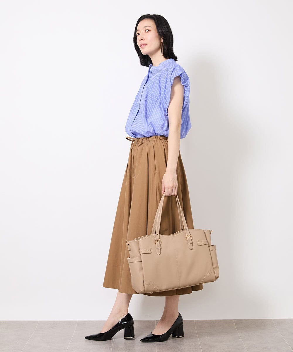 BKBGV23190 MK MICHEL KLEIN BAG(MK ミッシェルクラン バッグ) [大容量/2WAY]ステッチポイントワイドスクエアトート ベージュ