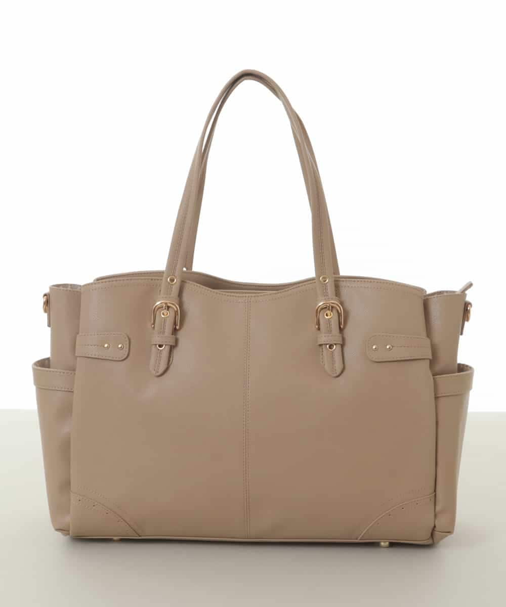 BKBGV23190 MK MICHEL KLEIN BAG(MK ミッシェルクラン バッグ) 【2WAY】ステッチポイントワイドスクエアトートバッグ ベージュ