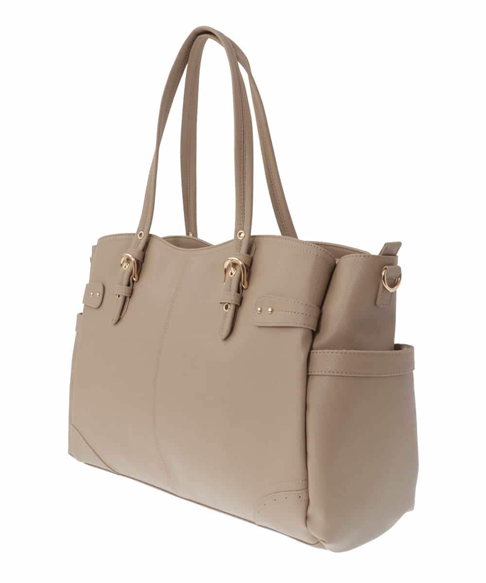BKBGV23190 MK MICHEL KLEIN BAG(MK ミッシェルクラン バッグ) [大容量/2WAY]ステッチポイントワイドスクエアトート ベージュ