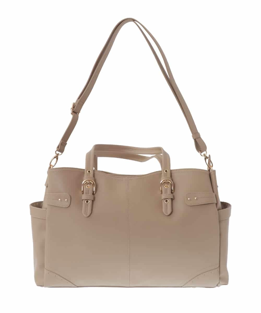 BKBGV23190 MK MICHEL KLEIN BAG(MK ミッシェルクラン バッグ) [大容量/2WAY]ステッチポイントワイドスクエアトート ベージュ