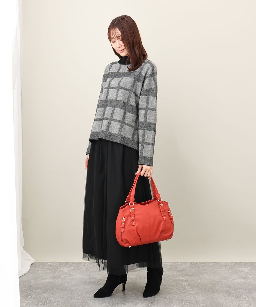 BKCAA04140 MK MICHEL KLEIN BAG(MK ミッシェルクラン バッグ) [2WAY]ベルトアクセントラウンドトートバッグ ピンク