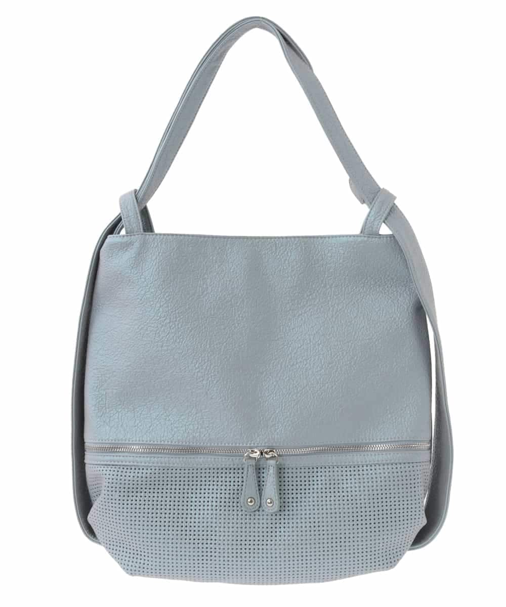 BKCAA26165 MK MICHEL KLEIN BAG(MK ミッシェルクラン バッグ) [2WAY/A4サイズ対応]パンチングデザイン変形トートバッグ ライトブルー