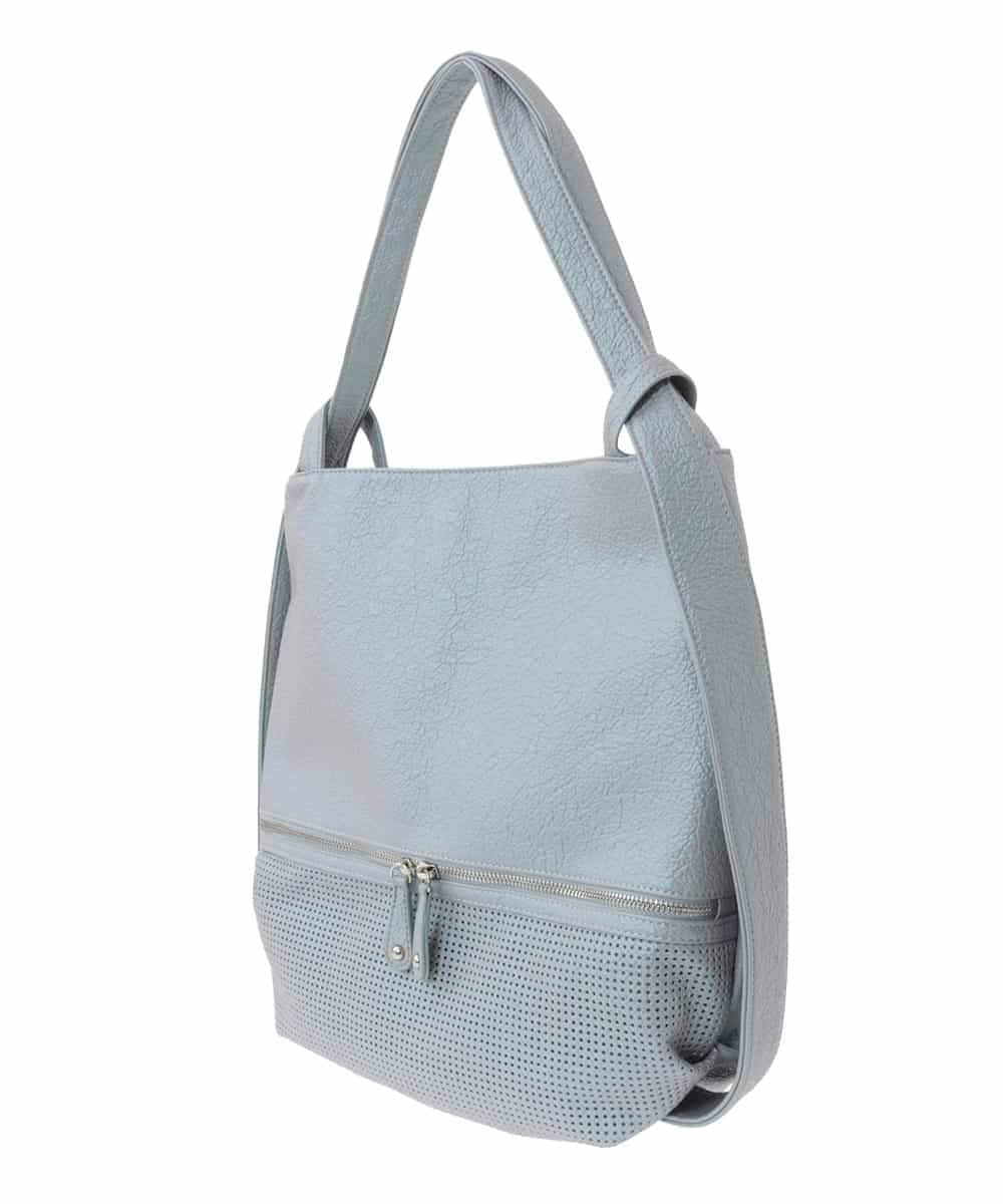 BKCAA26165 MK MICHEL KLEIN BAG(MK ミッシェルクラン バッグ) [2WAY/A4サイズ対応]パンチングデザイン変形トートバッグ ライトブルー