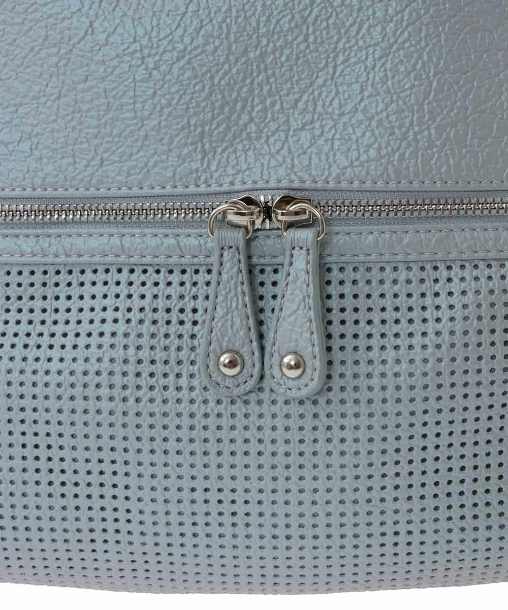 BKCAA26165 MK MICHEL KLEIN BAG(MK ミッシェルクラン バッグ) [2WAY/A4サイズ対応]パンチングデザイン変形トートバッグ ライトブルー
