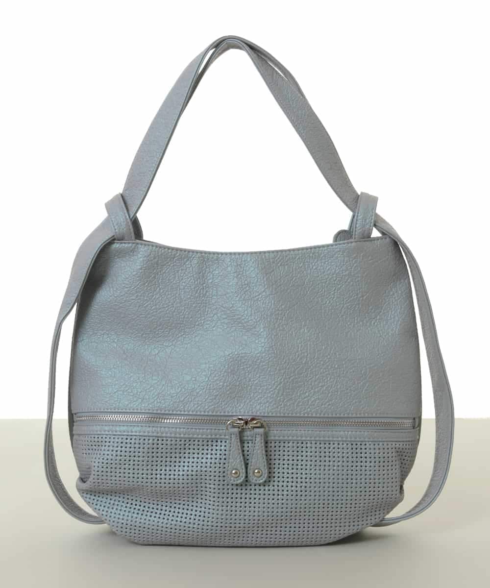 BKCAA28155 MK MICHEL KLEIN BAG(MK ミッシェルクラン バッグ) [2WAY/軽量]パンチングデザイン変形ミニトートバッグ ライトブルー