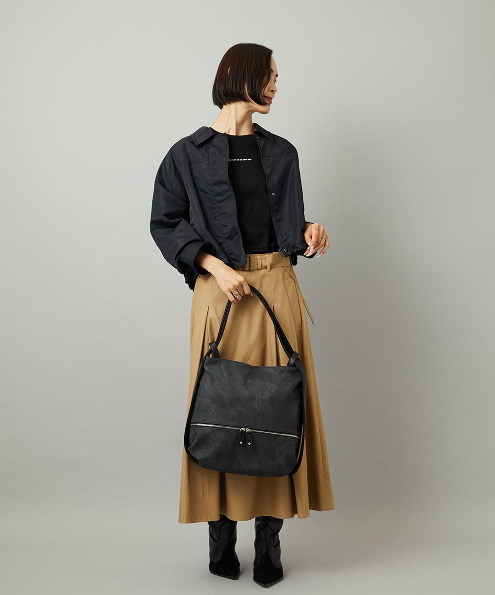 BKCAD05165 MK MICHEL KLEIN BAG(MK ミッシェルクラン バッグ) [2WAY/A4収納可]デニム風デザイン変形トートバッグ ブラック